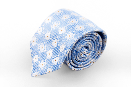 Голубой галстук с белым узором Manzetti (Италия)