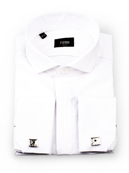 Белая мужская рубашка с деловым воротом  Manzetti (Италия)