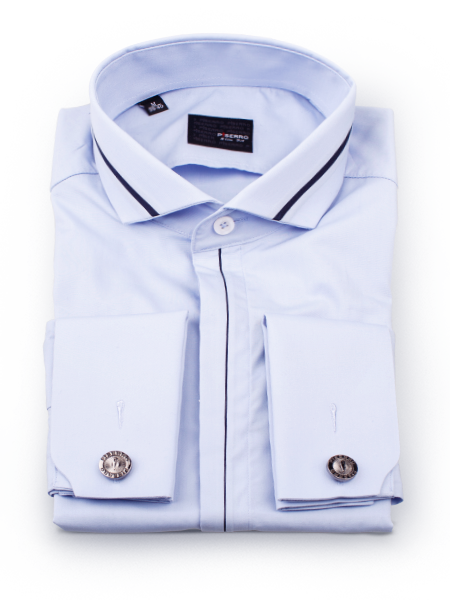 Голубая мужская рубашка с планкой Manzetti (Италия)