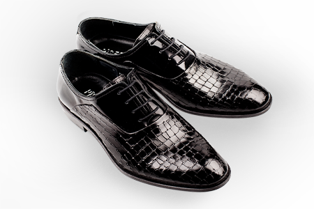 Черные ботинки «крокодиловые» Manzetti (Италия)