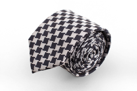 Черный галстук с белым узором Manzetti (Италия)