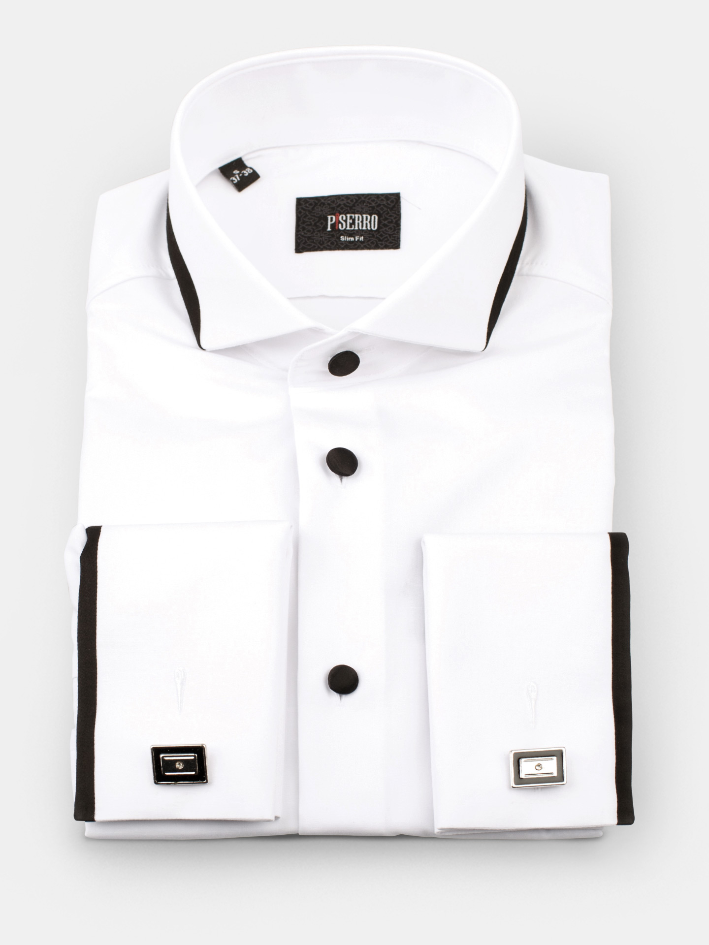 Белая рубашка с черными пуговицами мужская